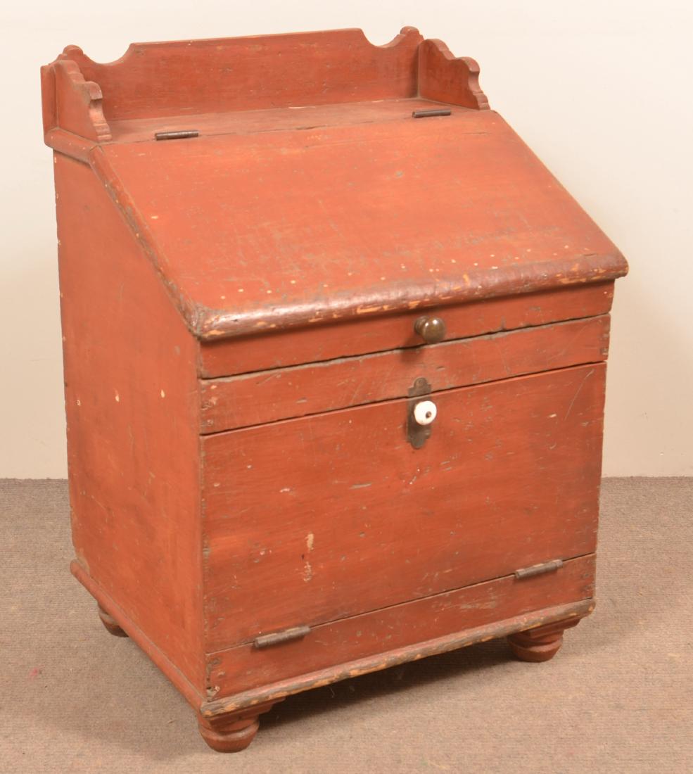 PA Country Federal Red Painted Softwood Storage Bin. (1 of 4)