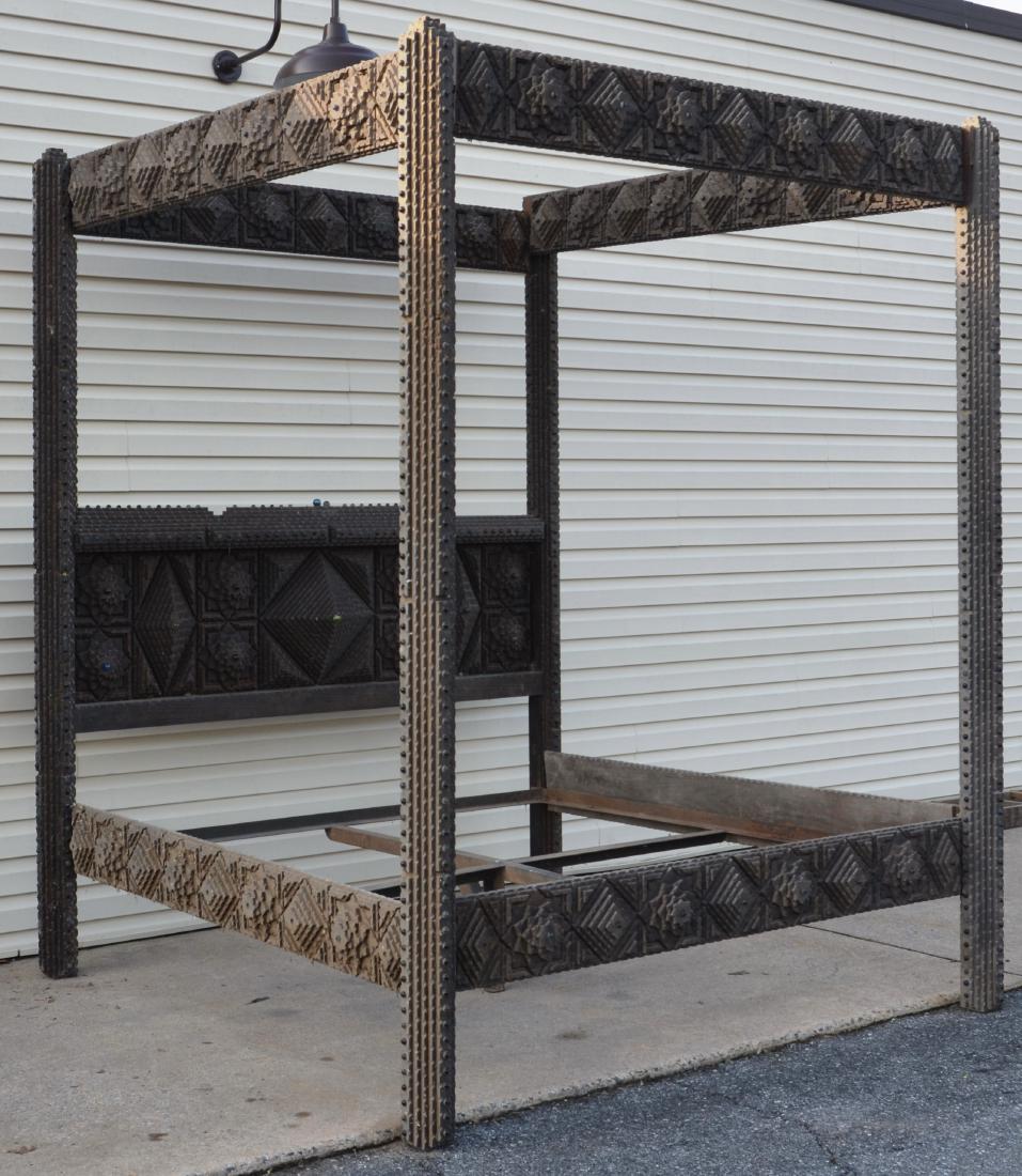 Ornate Antique Tramp Art Bed. (1 of 3)