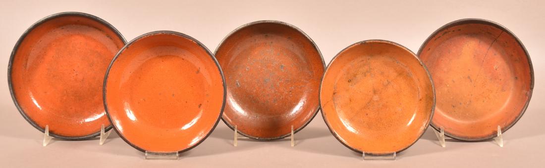 Five Various 19th Century Glazed Redware Bowls. (1 of 3)