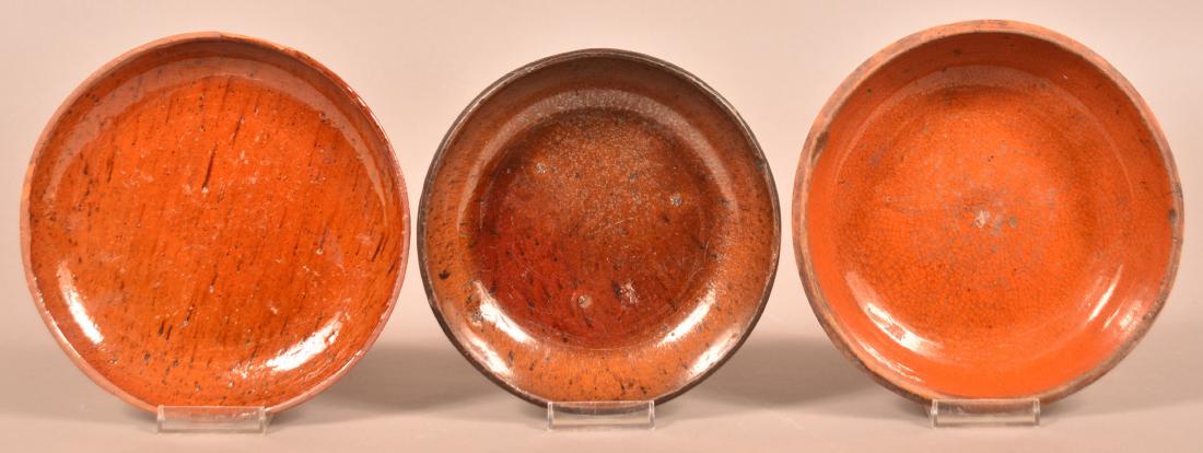 Three 19th Century Glazed Redware Plates/Bowls. (1 of 3)