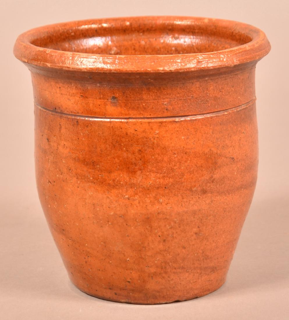 19th Century Brush Glazed Redware Storage Jar. (1 of 3)