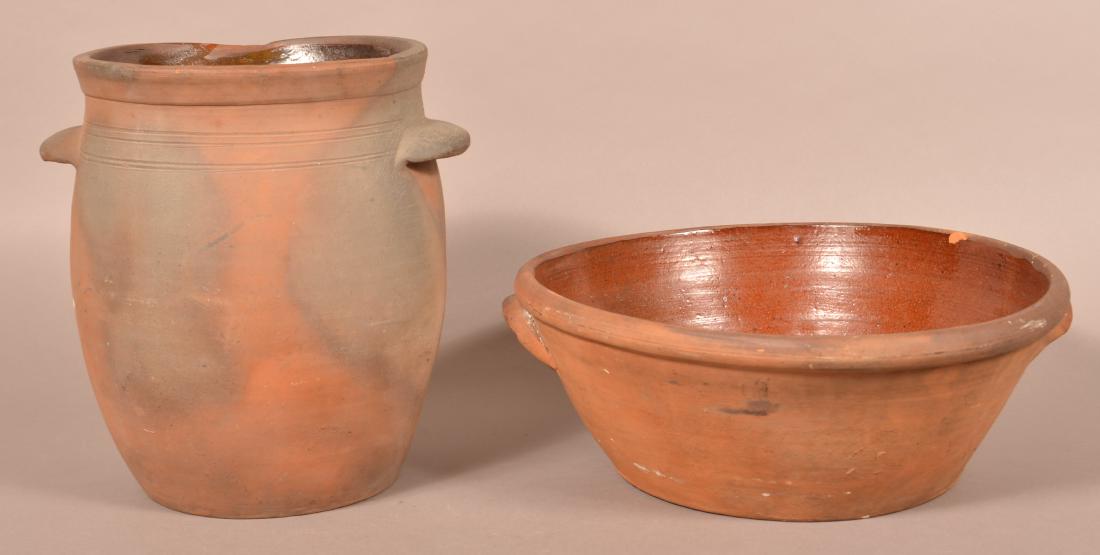 Two Interior Glazed Redware Utilitarian Vessels. (1 of 3)