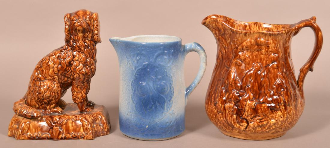 Three Pieces of Glazed Antique Pottery. (1 of 3)