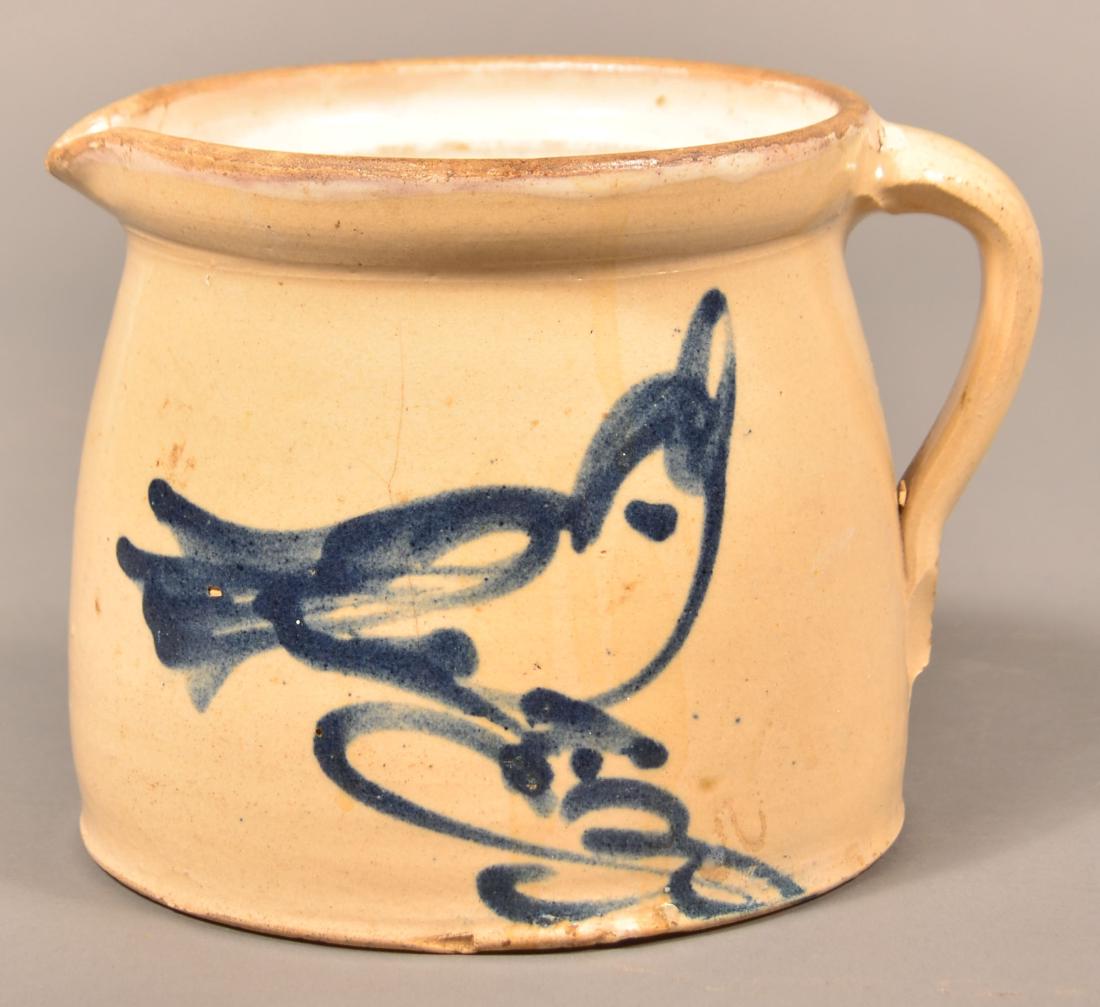 Fulper Stoneware Pitcher with Bird Cobalt Slip (1 of 5)
