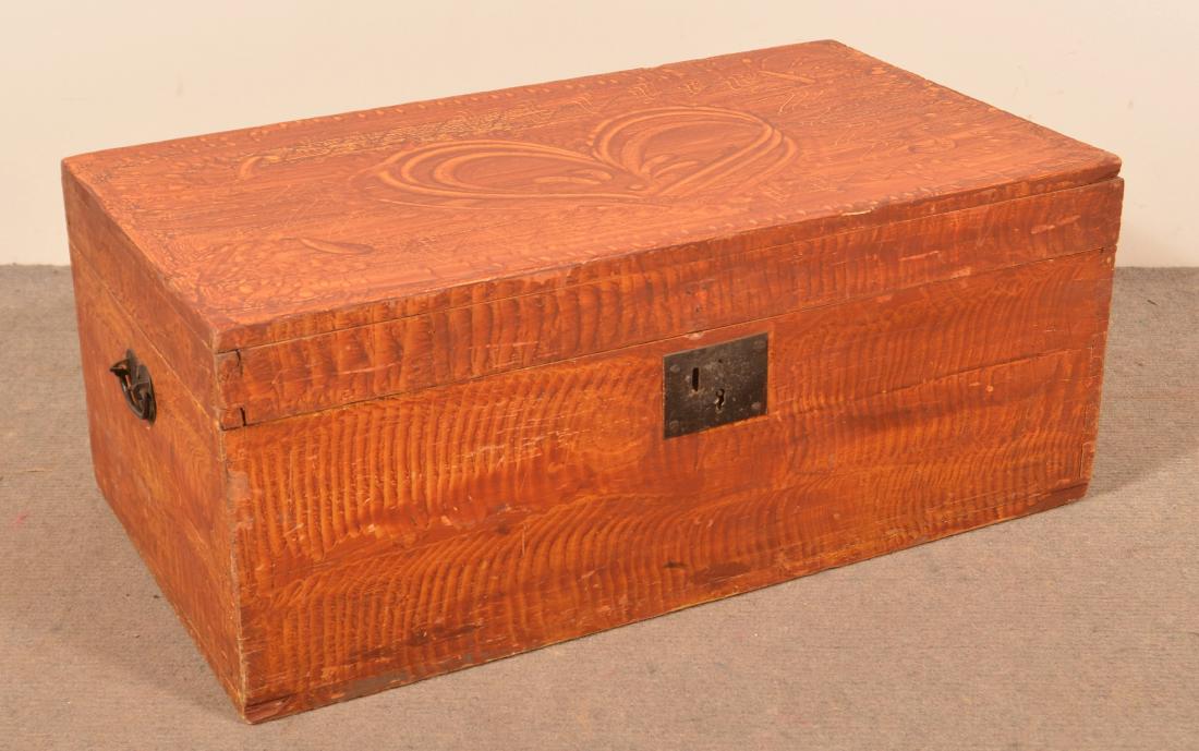 New England 19th Cent. Paint Decorated Softwood Trunk. (1 of 3)