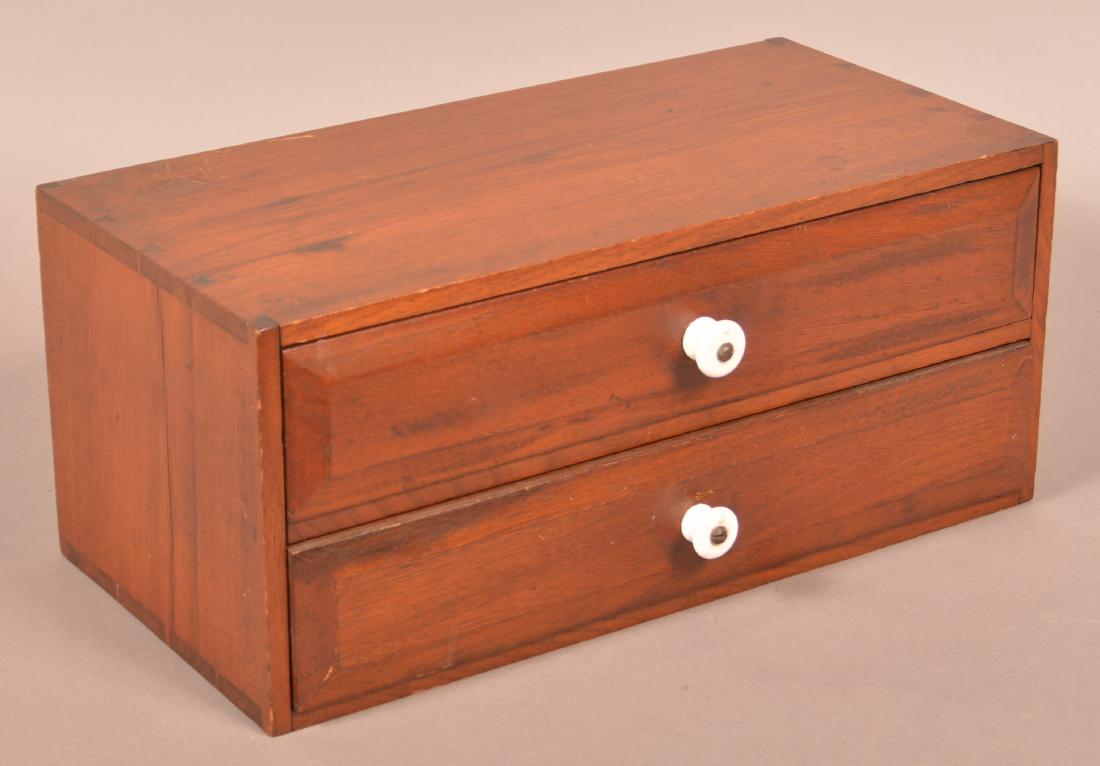 Antique walnut Two Drawer Work Box. (1 of 2)