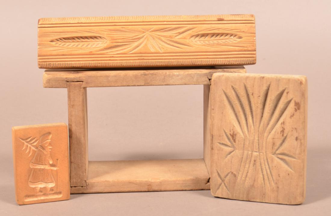 Three Antique Carved Butter Prints/Molds. (1 of 1)