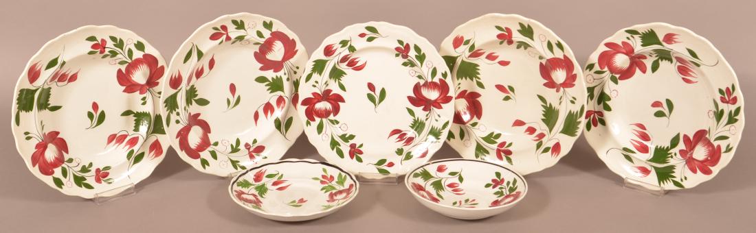 Seven Pieces of Staffordshire Early Adams Rose China. (1 of 1)