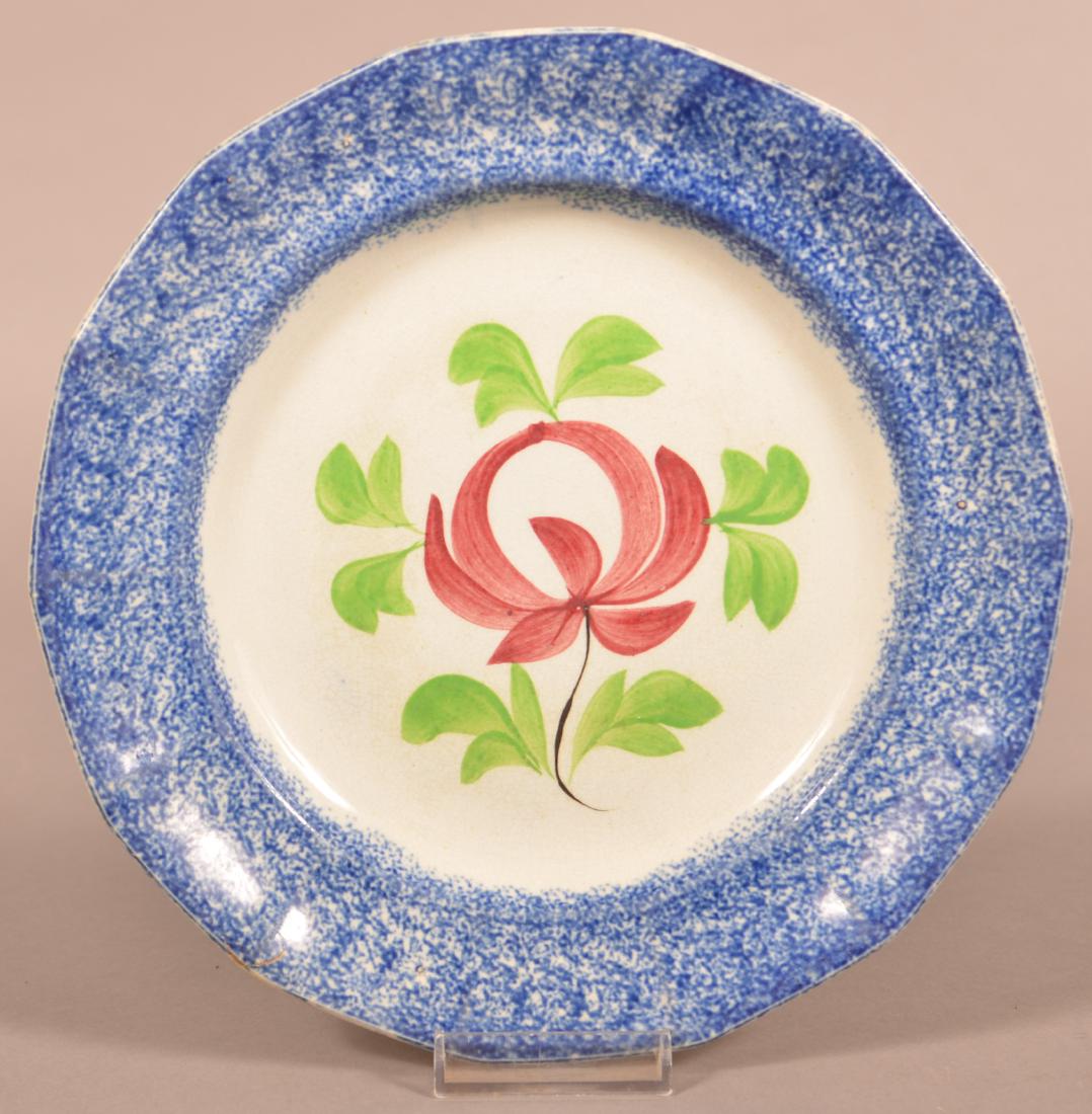 Blue Spatter Adams Rose Pattern Ironstone China Plate. (1 of 2)