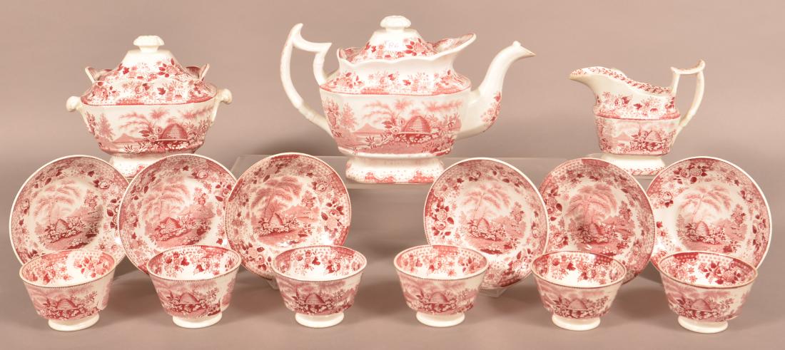 Red Staffordshire Bee Hive Pattern 15 Piece Tea (1 of 4)