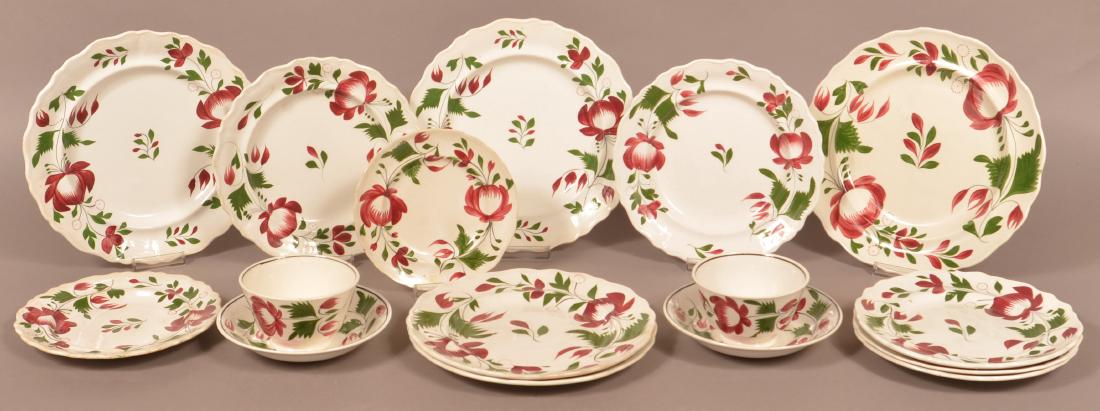 Sixteen Pieces of Staffordshire Early Adams Rose China. (1 of 1)
