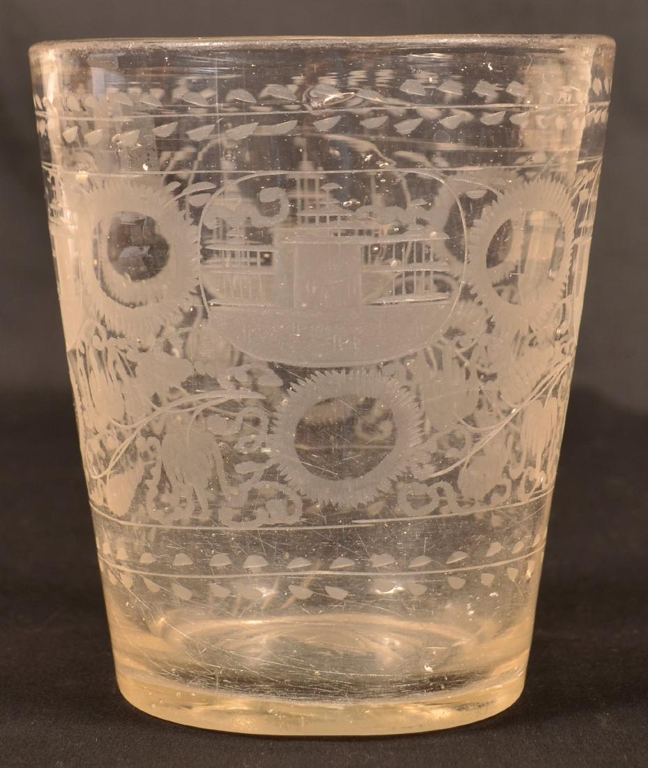 18th Century Continental Engraved Colorless Flip Glass. (1 of 5)