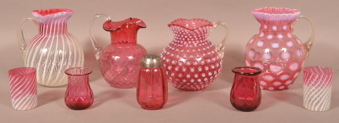 Lot of Victorian Cranberry Glass. (1 of 2)
