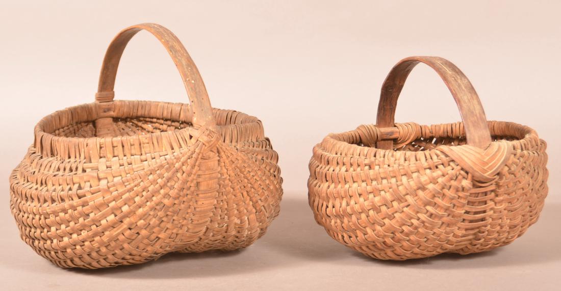 Two Antique Woven Splint egg or Berry Baskets. (1 of 2)
