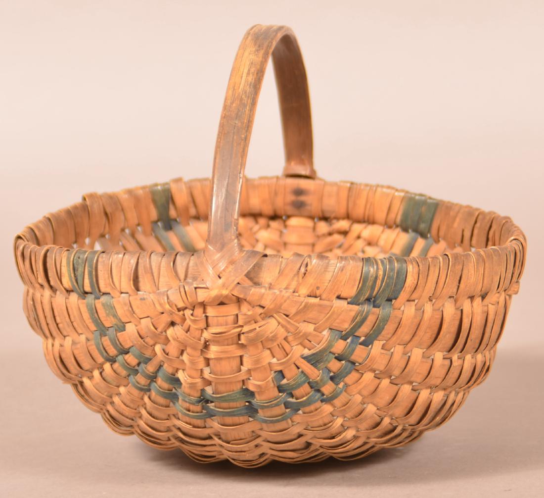 Antique Oak Splint Melon Form Egg or Berry Basket. (1 of 2)