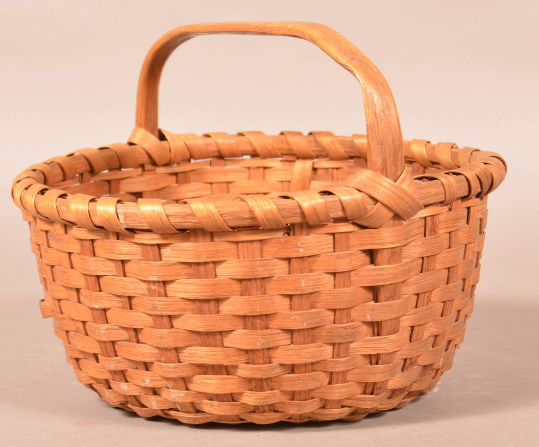 Antique Circular Woven Oak Splint Basket. (1 of 2)