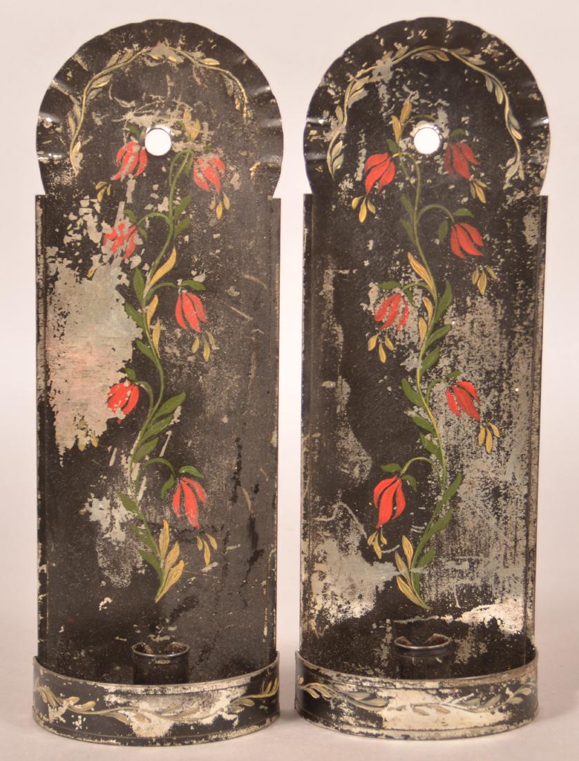 Pair of 19th Century Toleware Candle Sconces. (1 of 2)