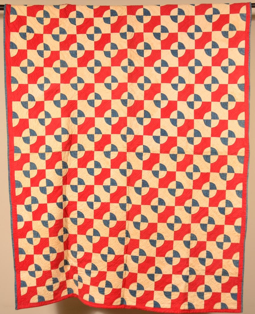 Antique Red, White & Blue Geometric Patchwork Crib (1 of 4)