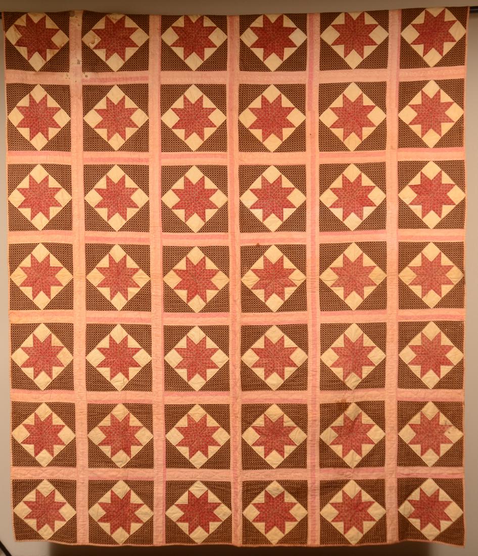 42 Panel Eight Pointed Star Pattern Patchwork Quilt. (1 of 3)