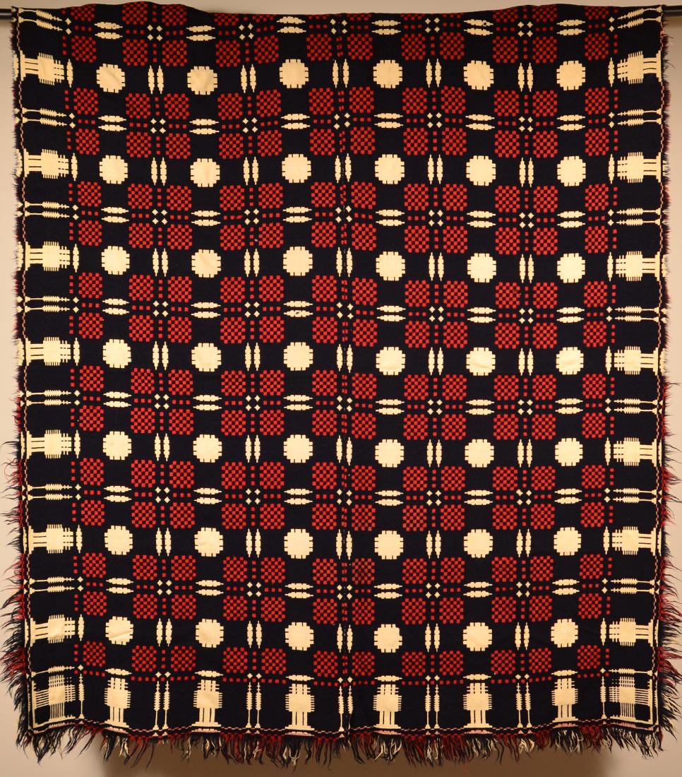 Two Part Mid 19th Century Overshot Coverlet. (1 of 4)