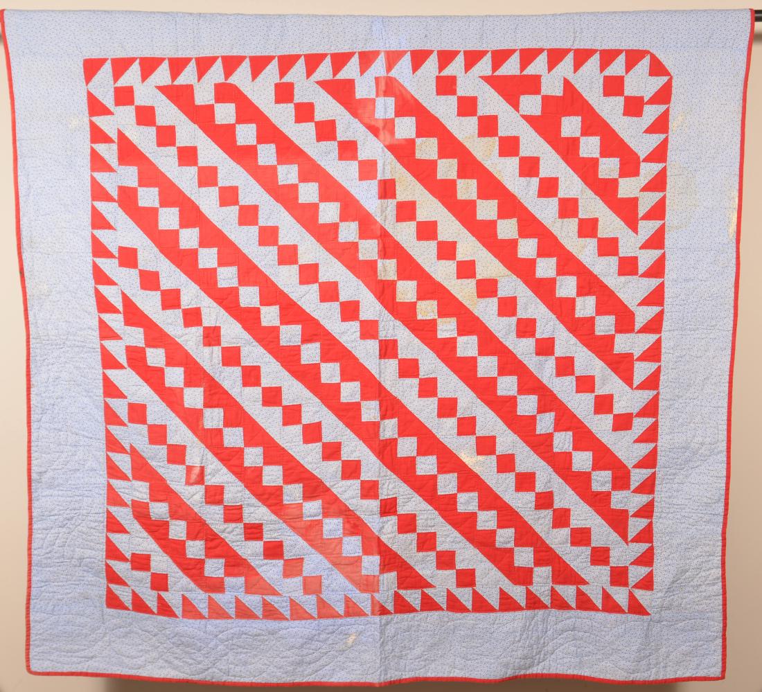 Antique Diamond in Bar Pattern Patchwork Quilt. (1 of 3)