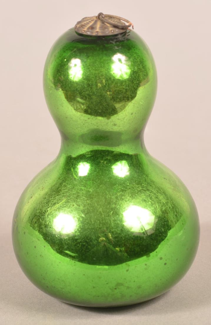 5-1/2" German Green Glass Gourd Form Kugel. (1 of 4)