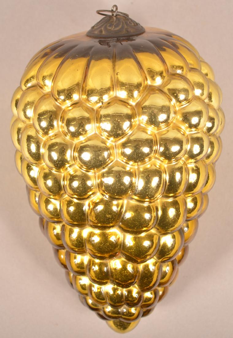 8-1/2" German Gold Glass Oval B Form Kugel. (1 of 4)
