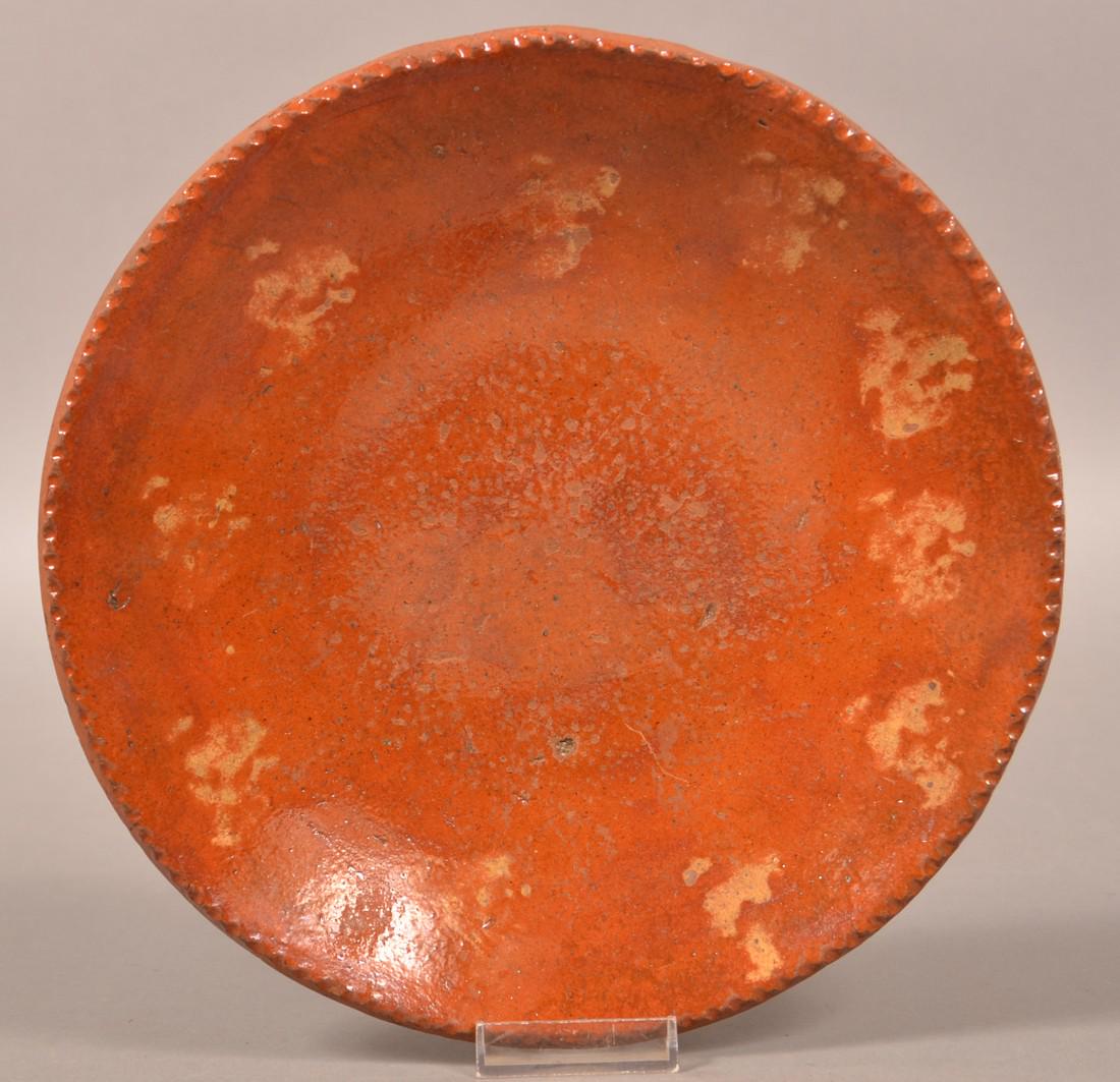 19th Century Redware Slip Decorated Plate. (1 of 2)