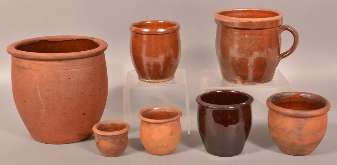 Seven Antique Redware Storage Jars. (1 of 1)