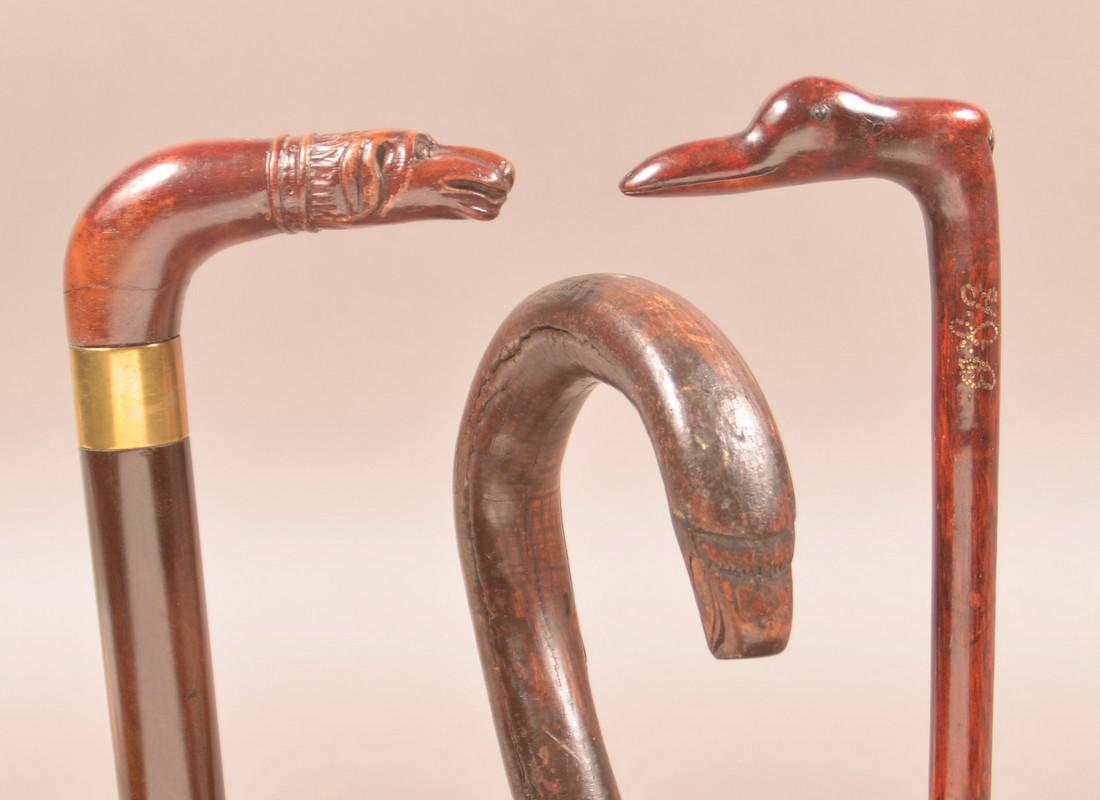 3 Antique/Vintage Carved Animal Head Canes. (1 of 5)