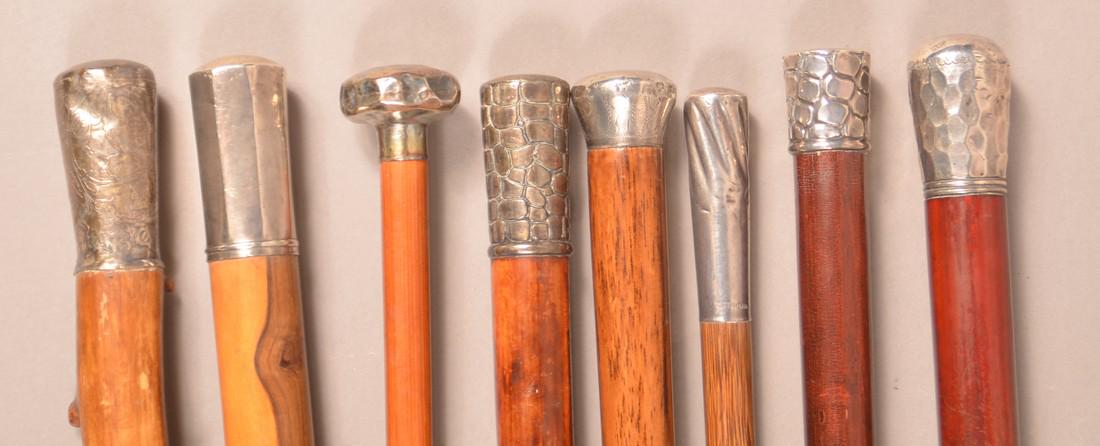 Eight Antique/Vintage Silver Mounted Canes. (1 of 3)