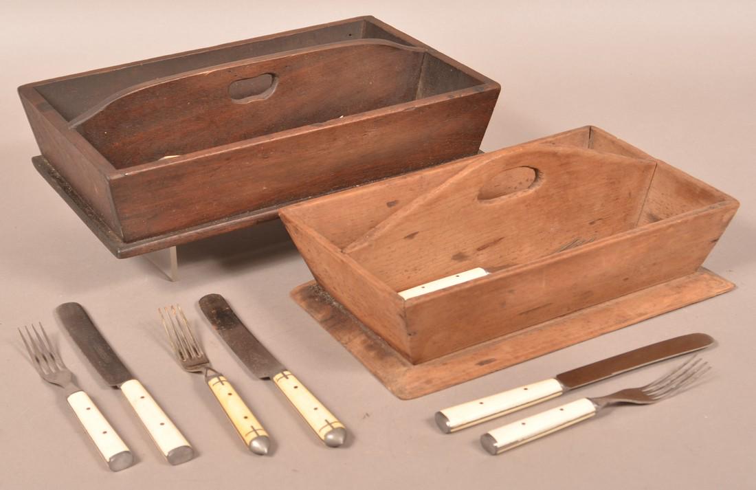 Two 19th century Wood Utensil Carriers. (1 of 3)