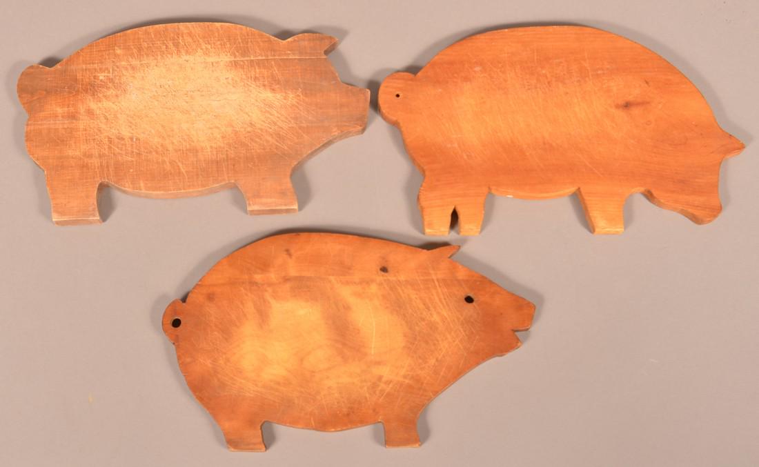 Three Antique/Vintage Pig Form Cutting Boards. (1 of 2)