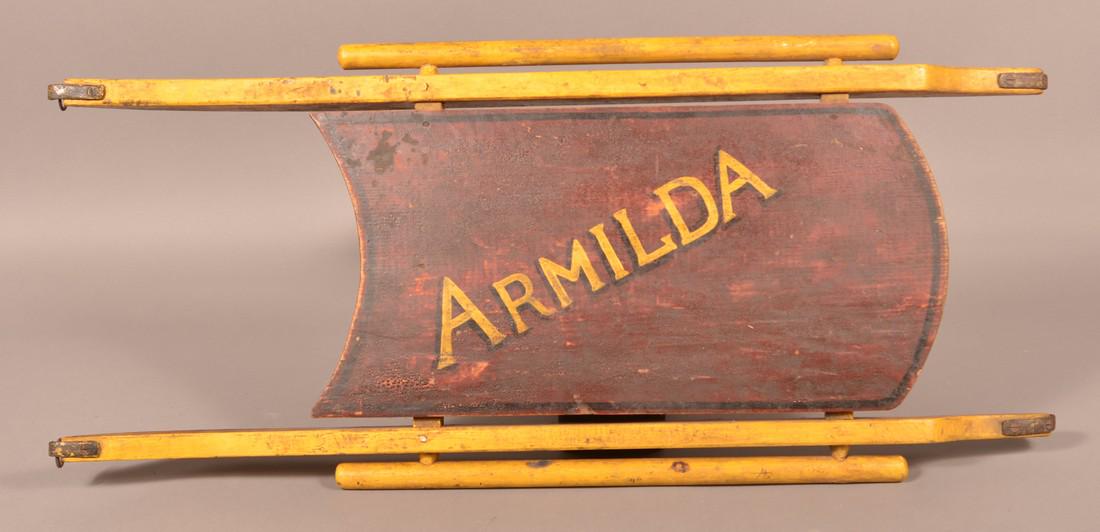 Antique Painted Wood Child's Sled. (1 of 3)