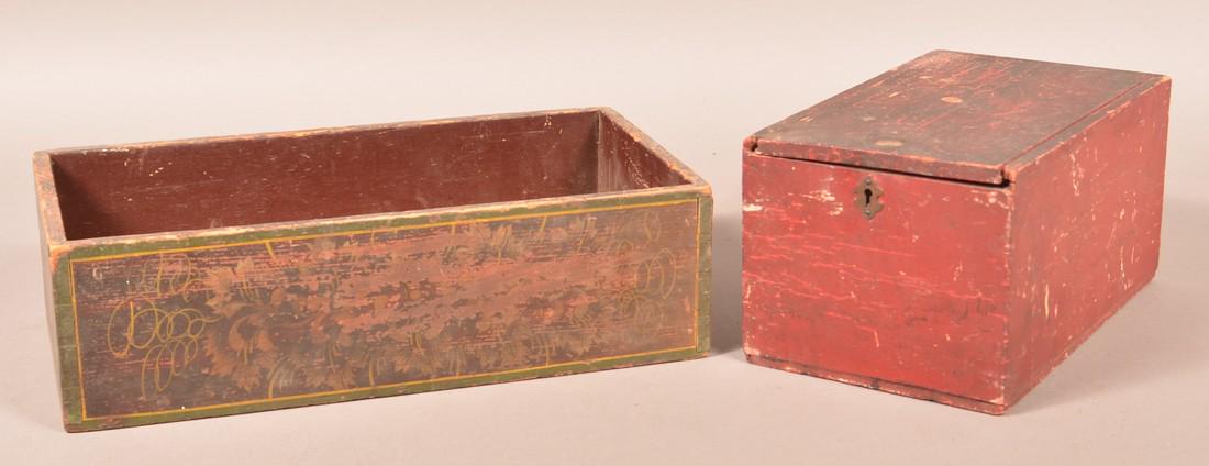 Two Various Painted Wood Boxes. (1 of 2)