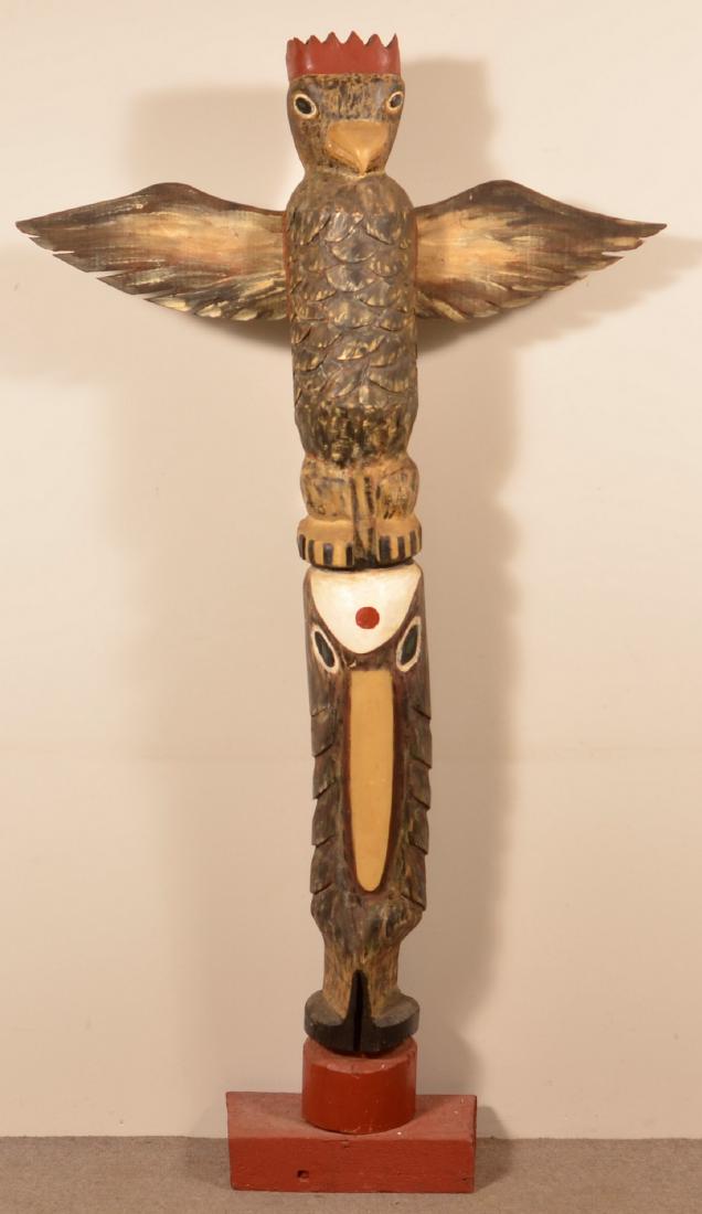 Contemporary folk Art Carved Totem Pole. (1 of 3)