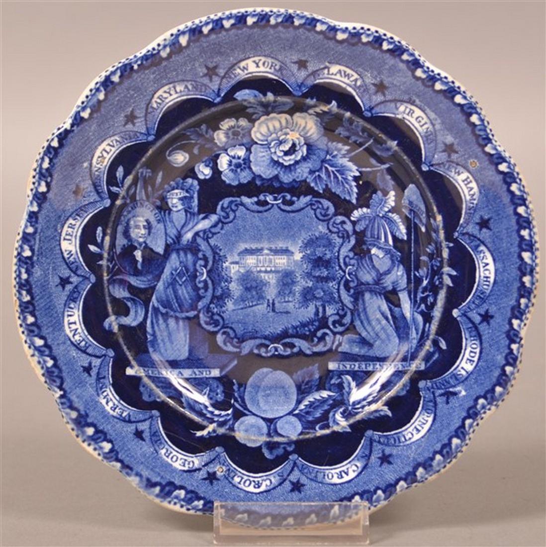 Historical Staffordshire Blue "States" Plate. (1 of 2)