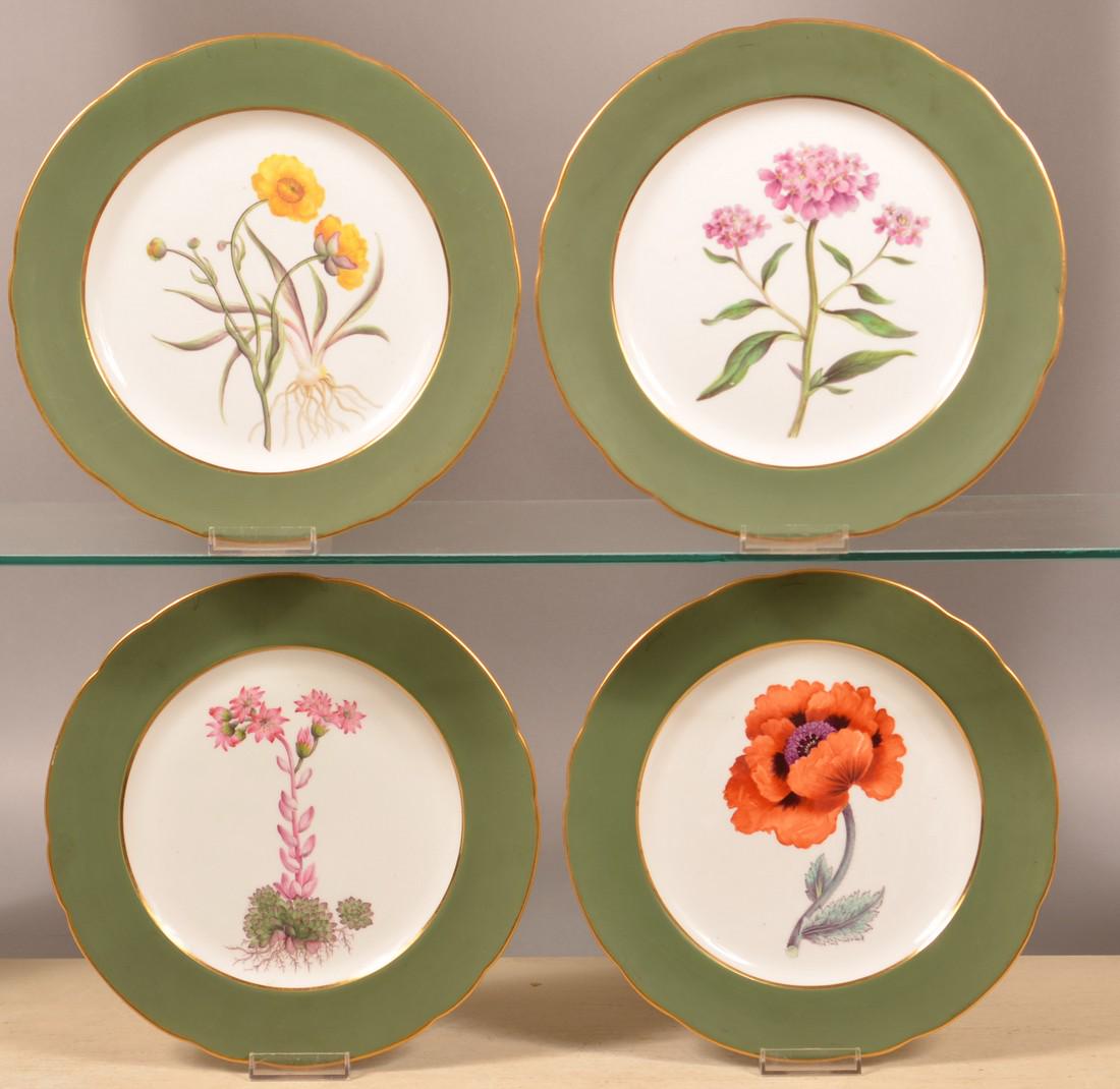 Set of Four Davenport China Hand Painted Plates. (1 of 2)