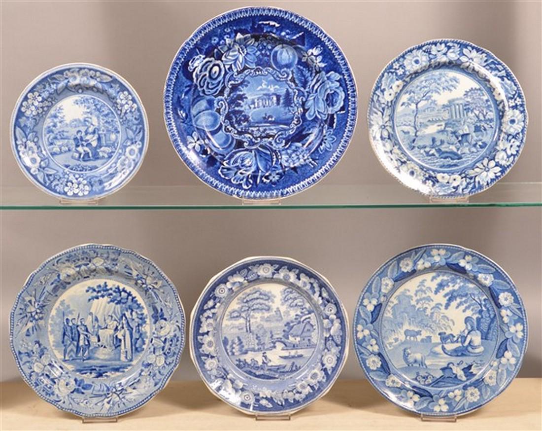 Six Various Staffordshire Blue Transfer Plates. (1 of 2)