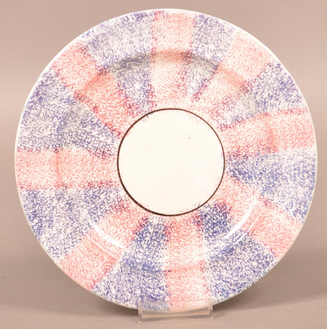Purple and Red Rainbow Spatter China Plate. (1 of 1)