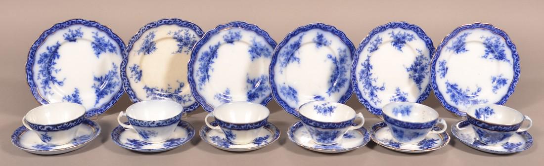18 Pieces of Flow Blue "Touraine" China. (1 of 2)