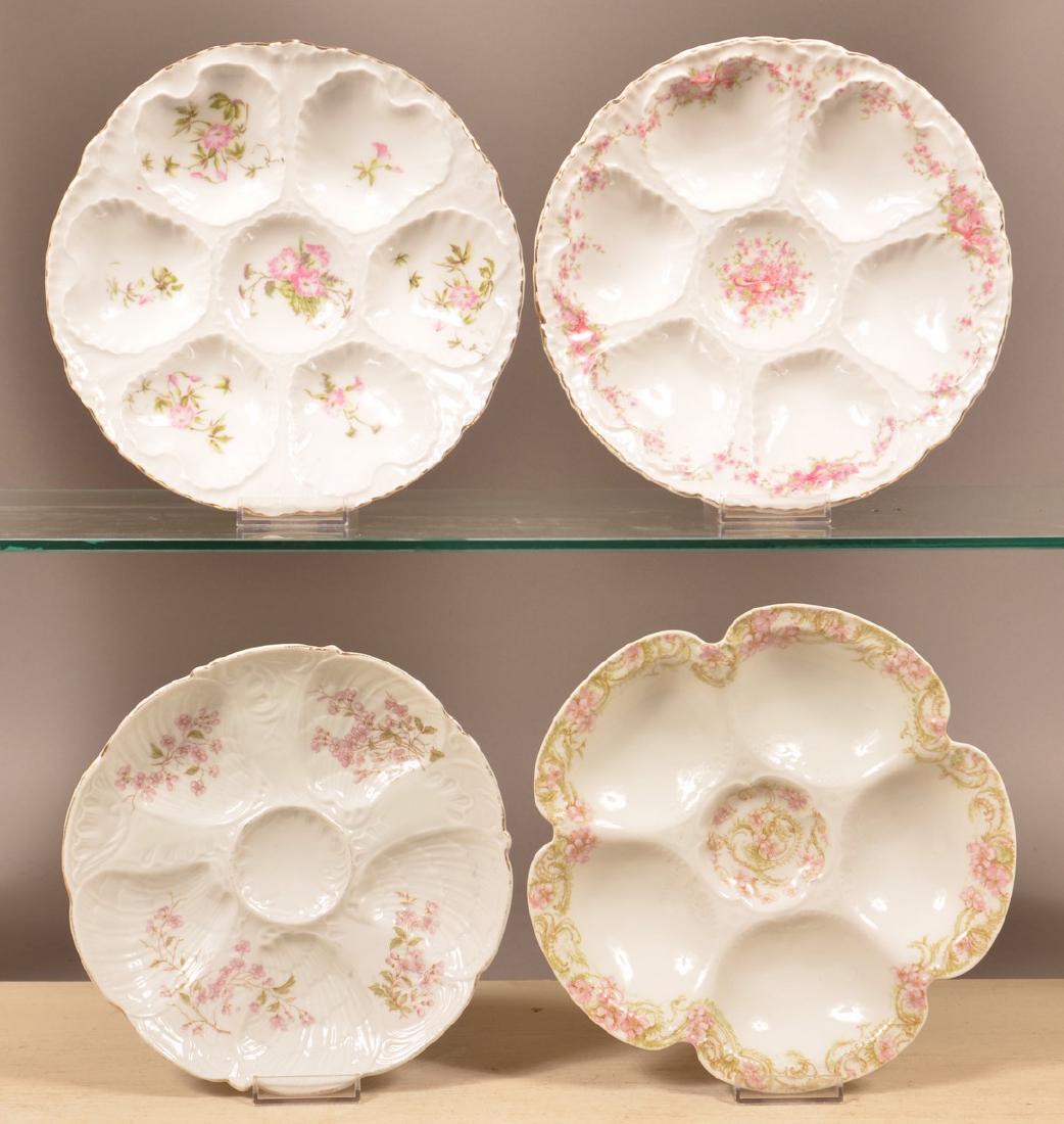 Four Various Decorated China Oyster Plates. (1 of 2)