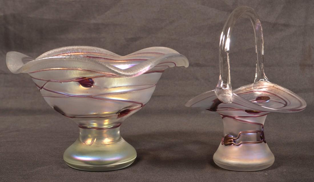 Two Pieces of Art Glass Attributed to Steuben. (1 of 6)