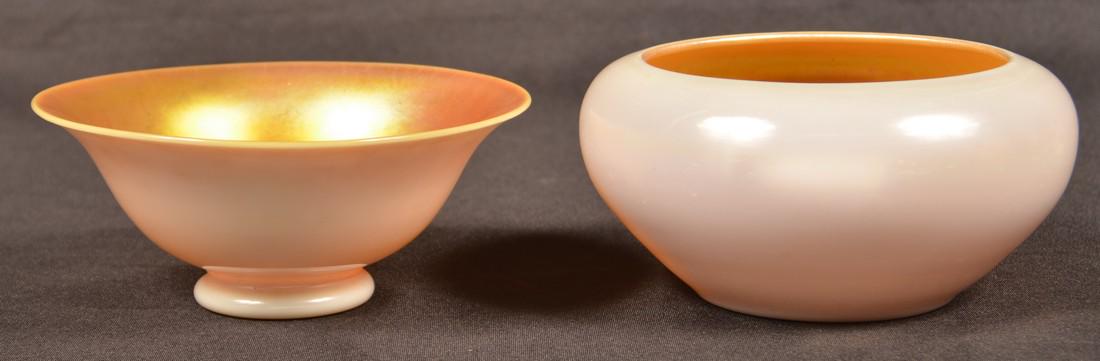 Two Aurene Calcite Bowls Attributed to Steuben. (1 of 4)