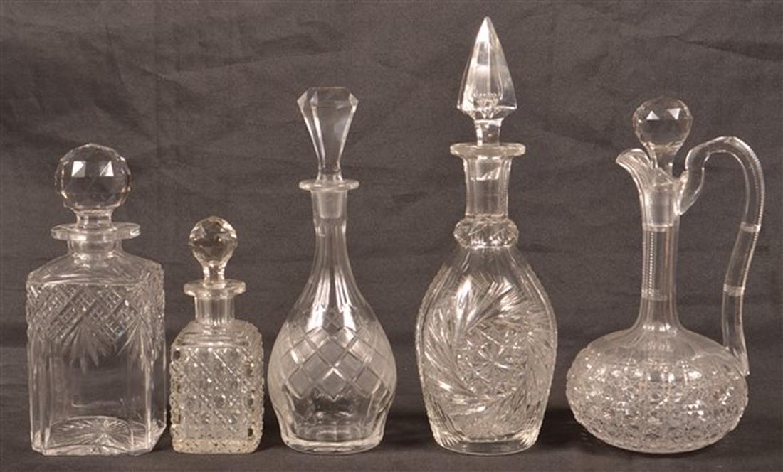 Five Various Cut Glass Decanters and Bottles. (1 of 2)