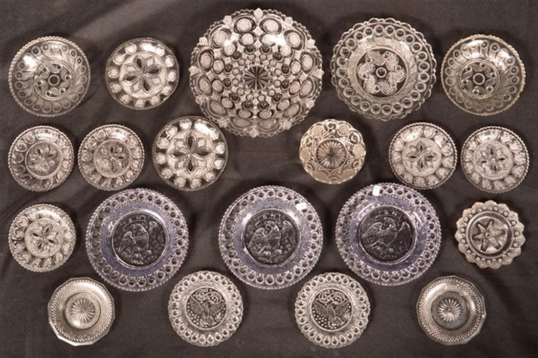 20 Sandwich Glass Cup Plates and Sauce Dishes. (1 of 1)