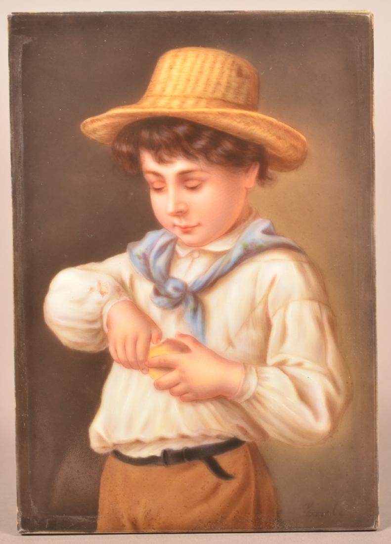 German KPM Type Painted Porcelain Plaque. (1 of 4)