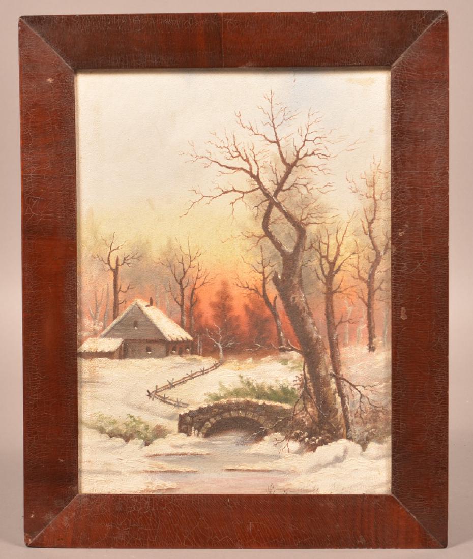 Oil on Artist Board Winter Landscape Painting. (1 of 2)