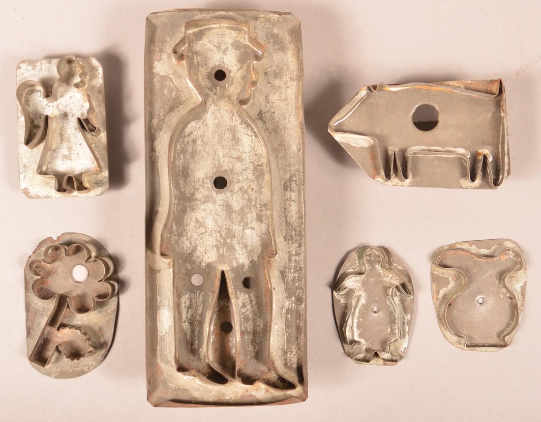 Six Antique Tin Figural Cookie Cutters. (1 of 3)