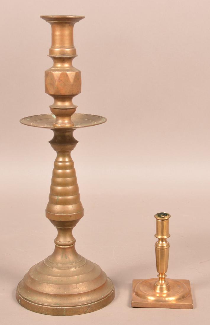 Two Antique Brass Candlesticks. (1 of 3)